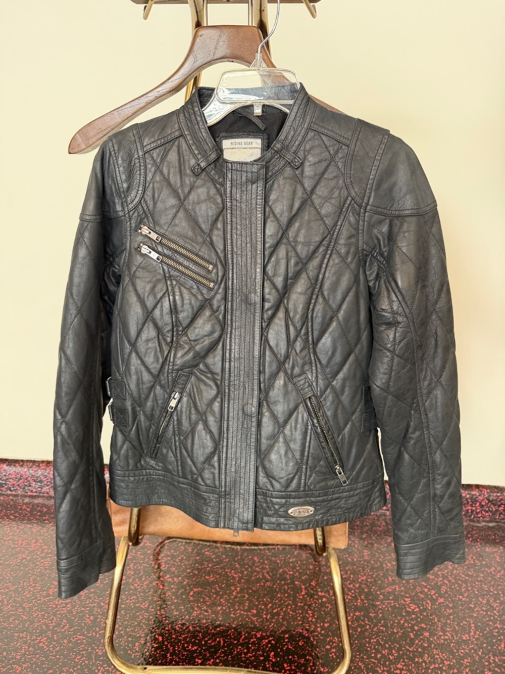 Harley Davidson Quilted Black Leather Moto Jacket Never Worn